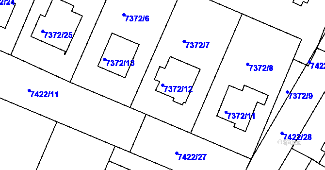Parcela st. 7372/12 v KÚ Mělník, Katastrální mapa