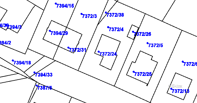 Parcela st. 7372/24 v KÚ Mělník, Katastrální mapa