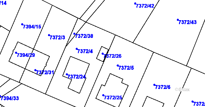 Parcela st. 7372/26 v KÚ Mělník, Katastrální mapa