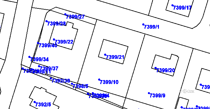 Parcela st. 7399/21 v KÚ Mělník, Katastrální mapa