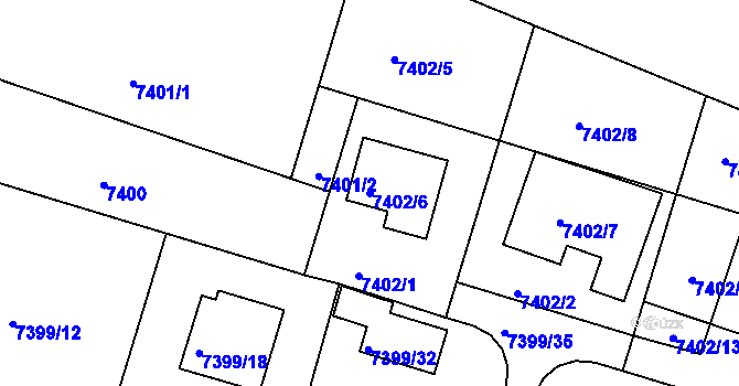 Parcela st. 7402/6 v KÚ Mělník, Katastrální mapa