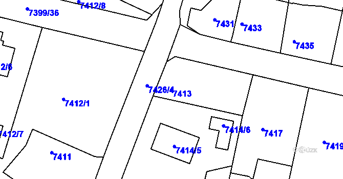 Parcela st. 7413 v KÚ Mělník, Katastrální mapa