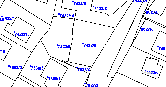 Parcela st. 7422/6 v KÚ Mělník, Katastrální mapa