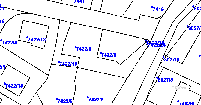Parcela st. 7422/8 v KÚ Mělník, Katastrální mapa