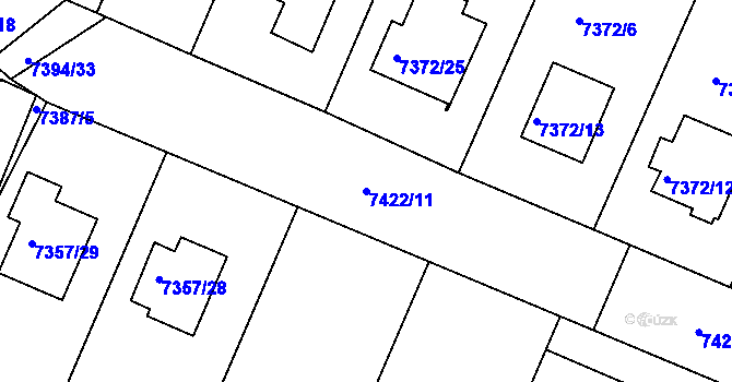 Parcela st. 7422/11 v KÚ Mělník, Katastrální mapa