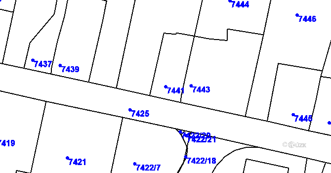Parcela st. 7441 v KÚ Mělník, Katastrální mapa