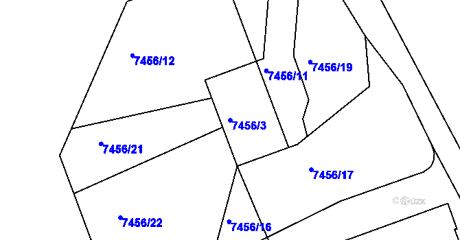 Parcela st. 7456/3 v KÚ Mělník, Katastrální mapa