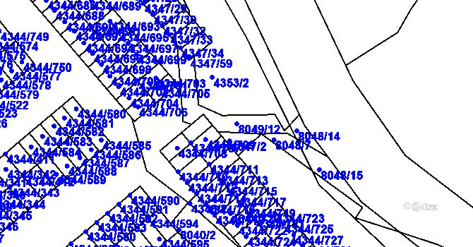 Parcela st. 8049/12 v KÚ Mělník, Katastrální mapa