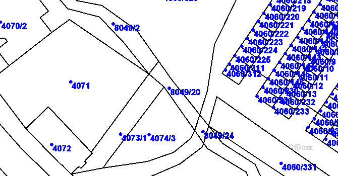 Parcela st. 8049/20 v KÚ Mělník, Katastrální mapa