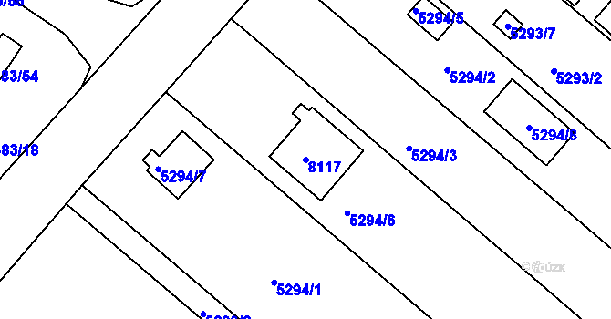 Parcela st. 8117 v KÚ Mělník, Katastrální mapa