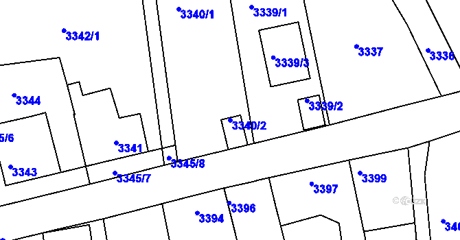 Parcela st. 3340/2 v KÚ Mělník, Katastrální mapa