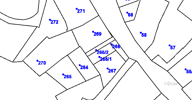 Parcela st. 266/2 v KÚ Mělník, Katastrální mapa