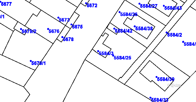 Parcela st. 5584/3 v KÚ Mělník, Katastrální mapa