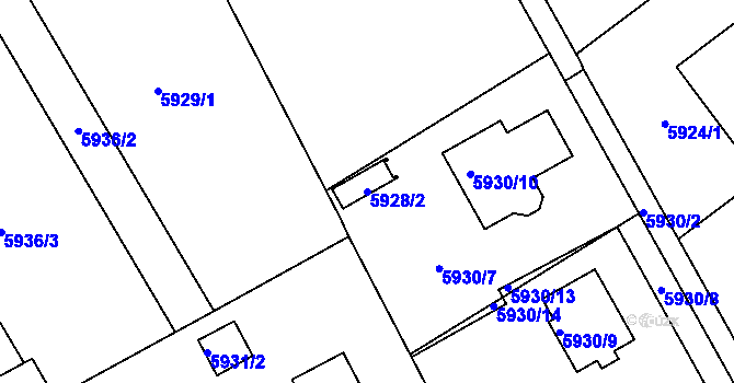 Parcela st. 5928/2 v KÚ Mělník, Katastrální mapa