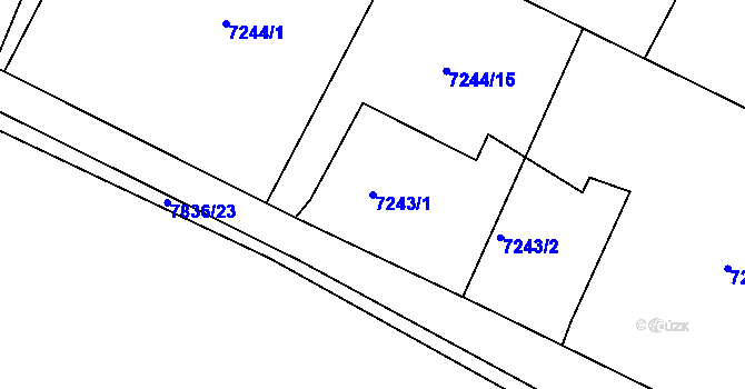Parcela st. 7243/1 v KÚ Mělník, Katastrální mapa
