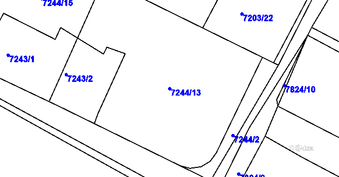 Parcela st. 7244/13 v KÚ Mělník, Katastrální mapa