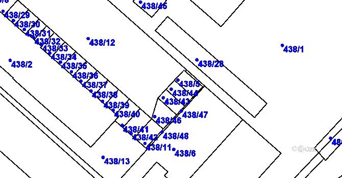 Parcela st. 438/44 v KÚ Mělník, Katastrální mapa