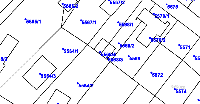 Parcela st. 5568/4 v KÚ Mělník, Katastrální mapa