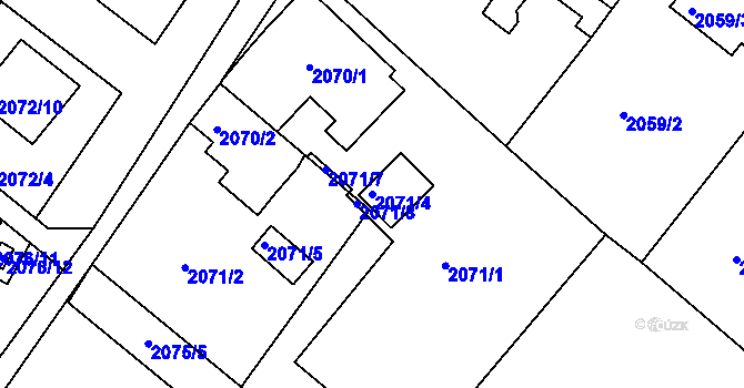 Parcela st. 2071/4 v KÚ Mělník, Katastrální mapa