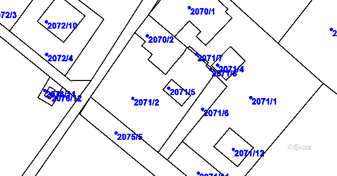 Parcela st. 2071/5 v KÚ Mělník, Katastrální mapa