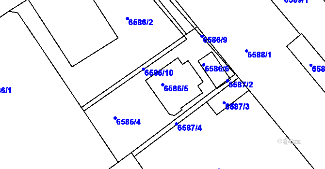 Parcela st. 6586/5 v KÚ Mělník, Katastrální mapa