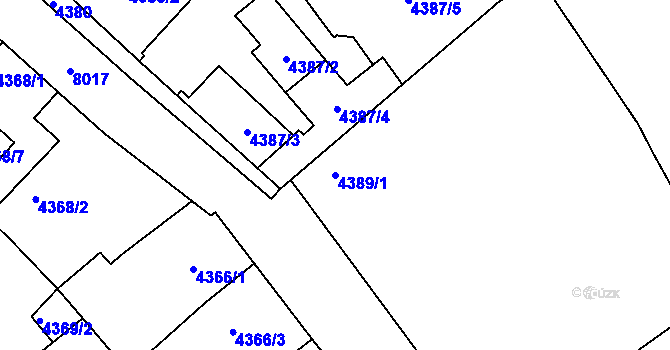 Parcela st. 4389/1 v KÚ Mělník, Katastrální mapa