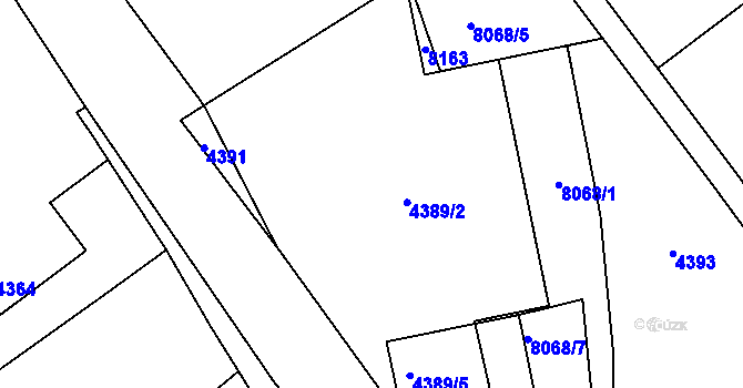 Parcela st. 4389/2 v KÚ Mělník, Katastrální mapa