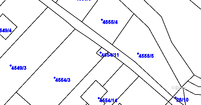 Parcela st. 4554/11 v KÚ Mělník, Katastrální mapa