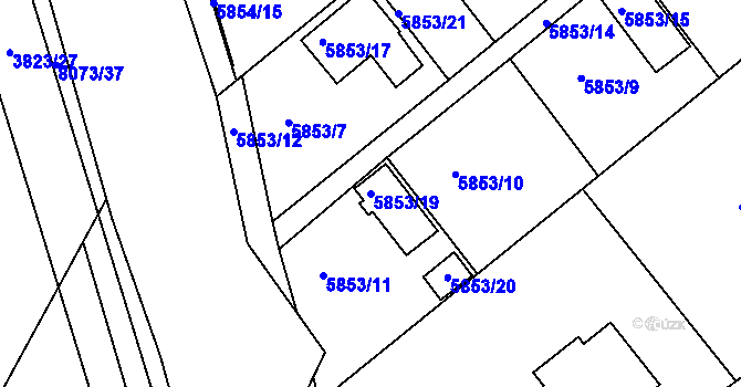 Parcela st. 5853/19 v KÚ Mělník, Katastrální mapa