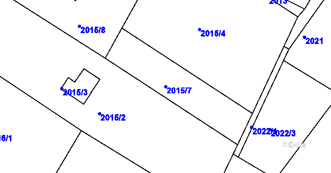 Parcela st. 2015/7 v KÚ Mělník, Katastrální mapa