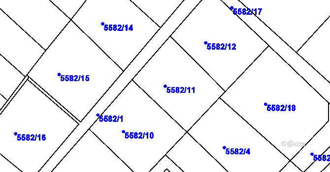Parcela st. 5582/11 v KÚ Mělník, Katastrální mapa