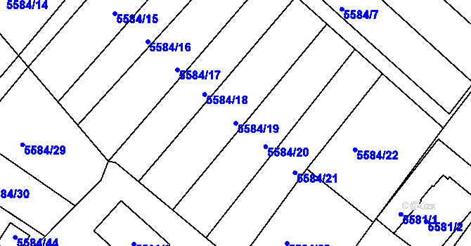 Parcela st. 5584/19 v KÚ Mělník, Katastrální mapa