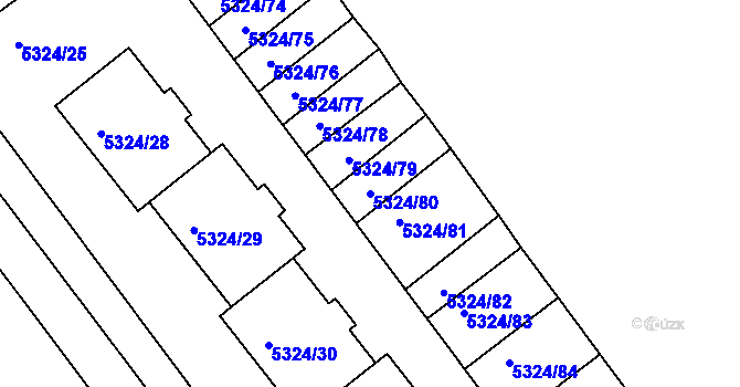 Parcela st. 5324/80 v KÚ Mělník, Katastrální mapa