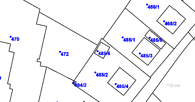 Parcela st. 485/6 v KÚ Mělník, Katastrální mapa