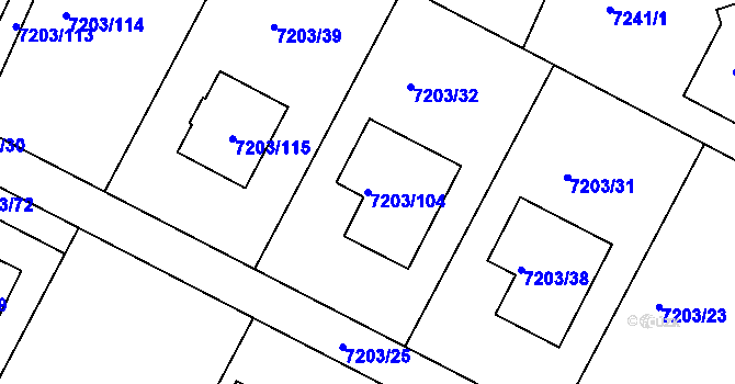 Parcela st. 7203/104 v KÚ Mělník, Katastrální mapa