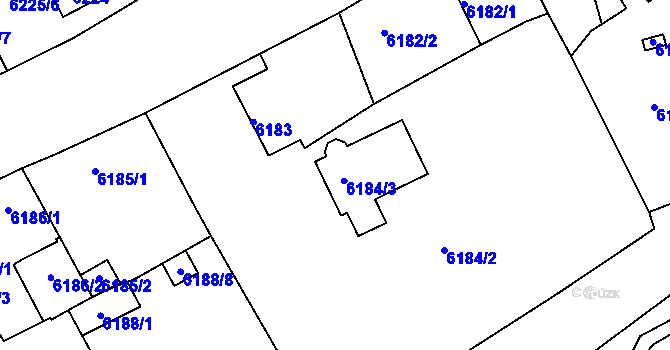 Parcela st. 6184/3 v KÚ Mělník, Katastrální mapa