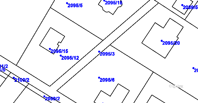 Parcela st. 2095/3 v KÚ Mělník, Katastrální mapa