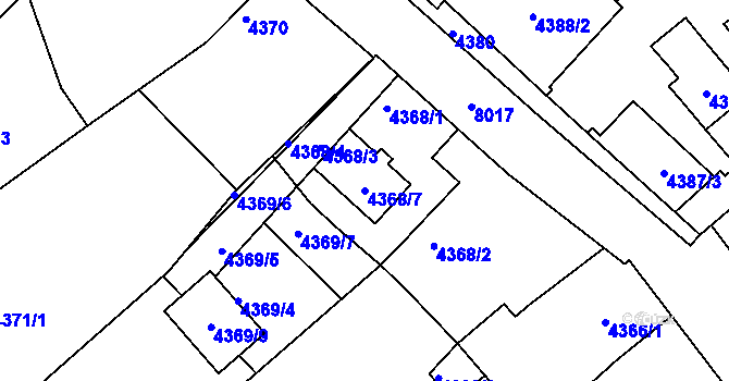 Parcela st. 4368/7 v KÚ Mělník, Katastrální mapa