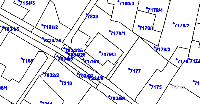 Parcela st. 7179/3 v KÚ Mělník, Katastrální mapa
