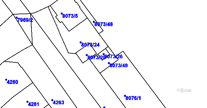 Parcela st. 8073/26 v KÚ Mělník, Katastrální mapa