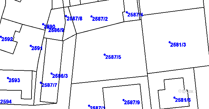Parcela st. 2587/5 v KÚ Mělník, Katastrální mapa