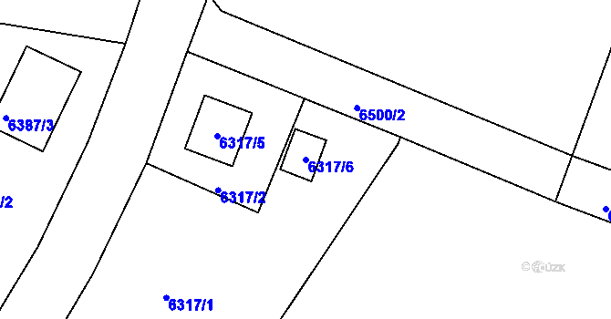 Parcela st. 6317/6 v KÚ Mělník, Katastrální mapa