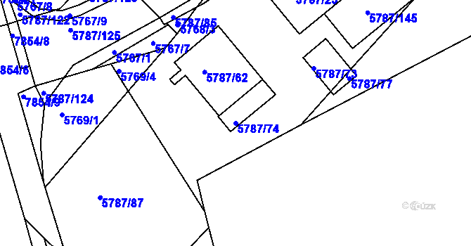 Parcela st. 5787/74 v KÚ Mělník, Katastrální mapa