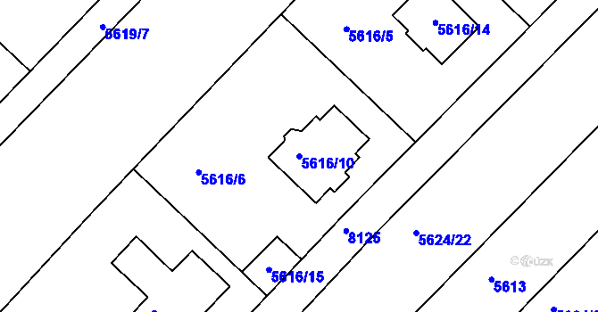 Parcela st. 5616/10 v KÚ Mělník, Katastrální mapa