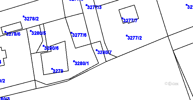 Parcela st. 3280/7 v KÚ Mělník, Katastrální mapa