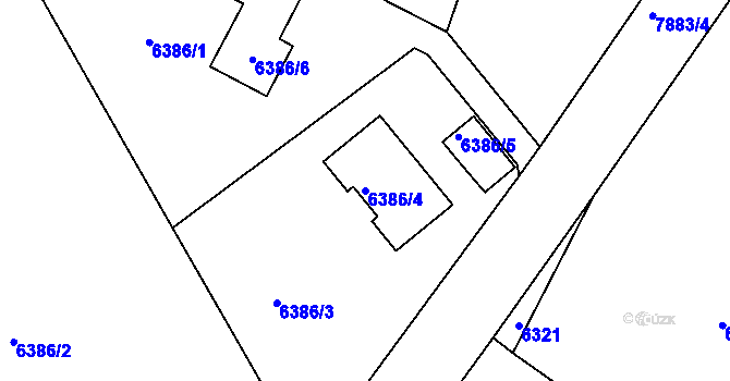 Parcela st. 6386/4 v KÚ Mělník, Katastrální mapa