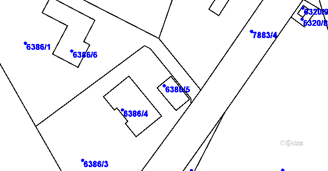 Parcela st. 6386/5 v KÚ Mělník, Katastrální mapa