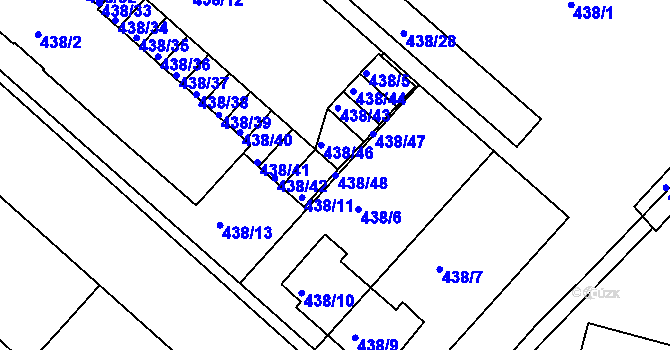 Parcela st. 438/48 v KÚ Mělník, Katastrální mapa