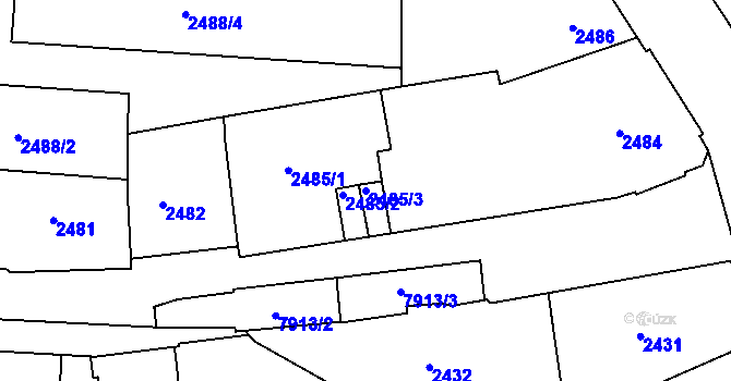 Parcela st. 2485/3 v KÚ Mělník, Katastrální mapa