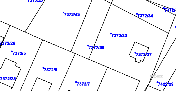 Parcela st. 7372/36 v KÚ Mělník, Katastrální mapa
